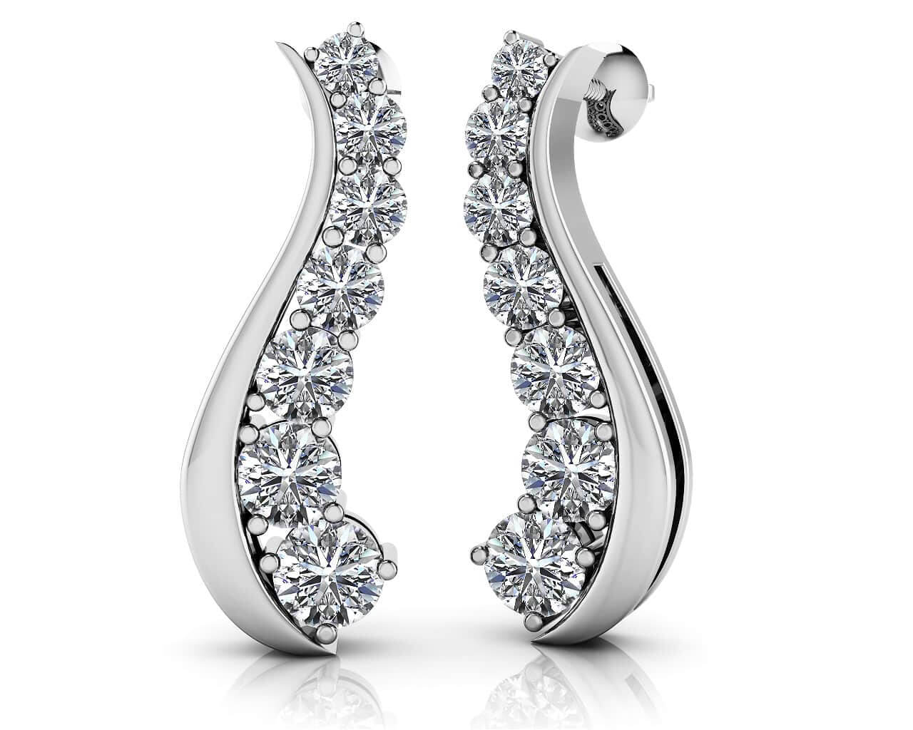 Wavy Journey Diamond Earrings Diamond with 1.92 ct.(finished)